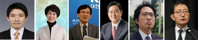 왼쪽부터 제40대 대한의사협회장 후보등록을 한 기동훈, 김숙희, 이용민, 임수흠, 최대집, 추무진 후보(가나다 순)