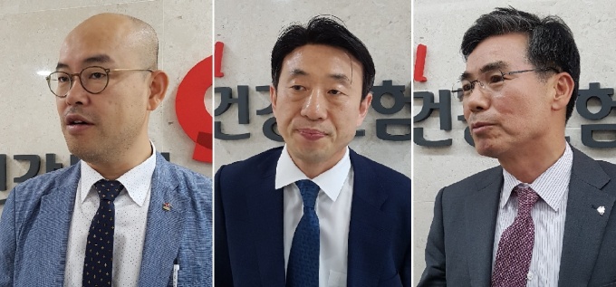 좌측부터 순서대로 한의협 김경호 부회장, 약사회 조양연 보험위원장, 병협 박용주 단장