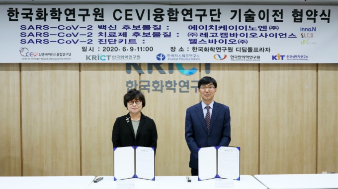 한국화학연구원 이미혜 원장(左), HK 이노엔 고동현 연구소장(右)